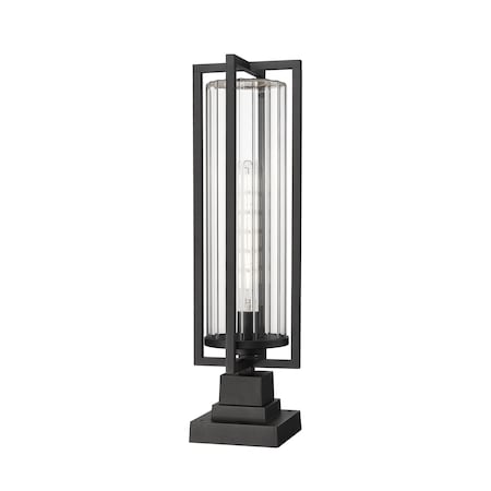 Z-Lite Aura 1 Light Outdoor Pier Mounted Fixture, 6in. W x 27in. H, Black 5013PHBS-SQPM-BK